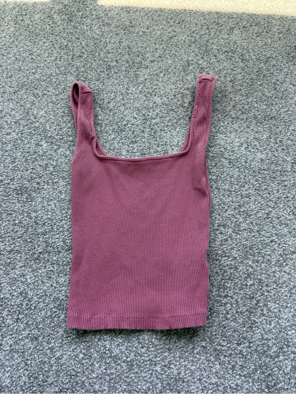 Urban Outfitters Ribbed Square-Neck Tank Top - Mauve